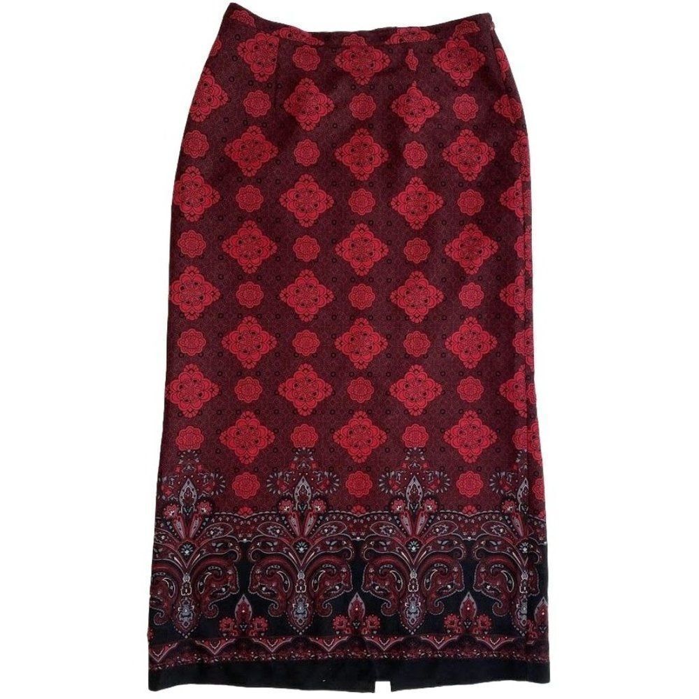 Notation Red Black Straight Skirt Paisley  Walking‎ Slit Small